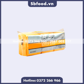 Phô mai lát cam Burger Slices Cheese Dairymont khối 1kg(84 lát)