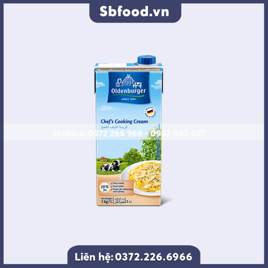 Kem nấu Chef's Cooking Cream Oldenburger 20% béo hộp 1 lít