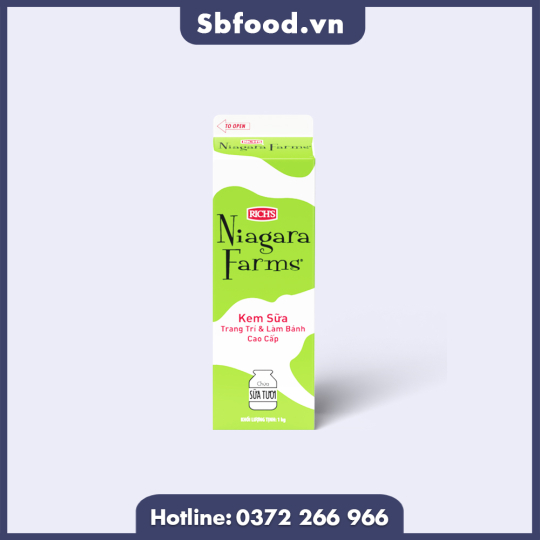 Kem sữa trang trí và làm bánh cao cấp Niagara Farm Richs hộp 1kg