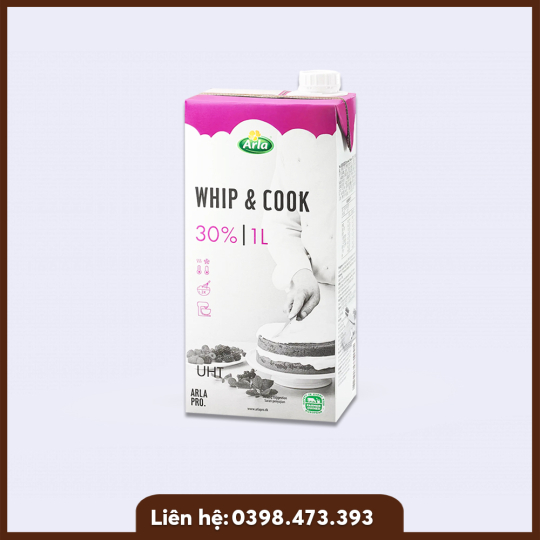 Kem sữa Whip & Cook Arla Pro 30% béo hộp 1 lít