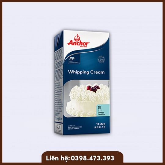 Kem Sữa Whipping Cream Anchor 35% béo hộp 1 lít